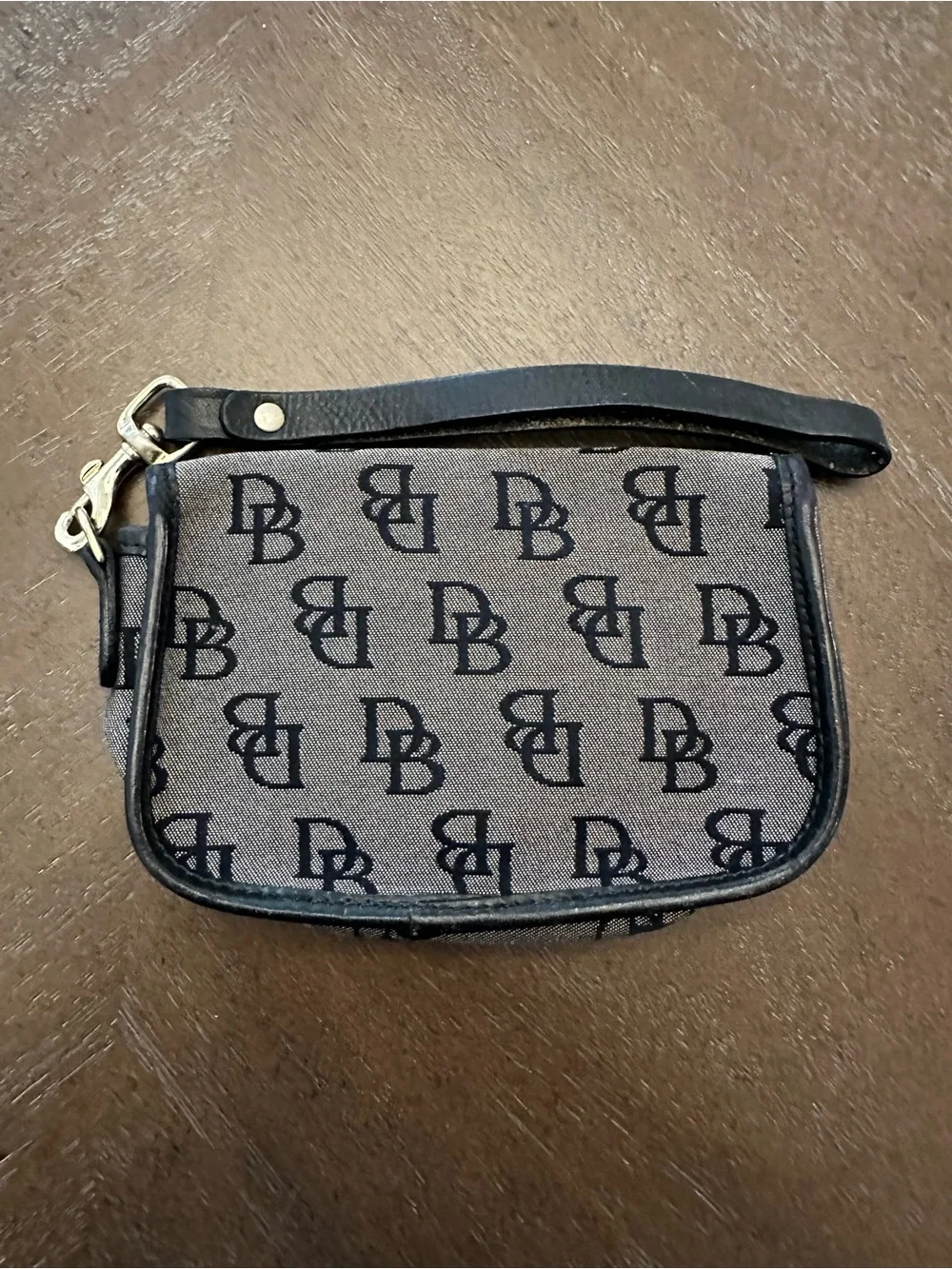 Dooney & Bourke Gray and Black Monogram Wristlet